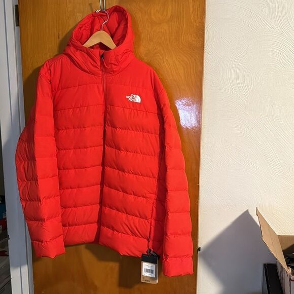 The North Face Puffer Jacket Mens XXL Red Down Zip Pockets - Picture 1 of 5